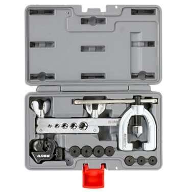 ARES 18019 - Double Flaring Tool Set with Extra Adapters- Use on Copper, Aluminum, Soft Steel Brake Line and Brass Tubing - Includes Mini Tubing Cutter and Storage Case