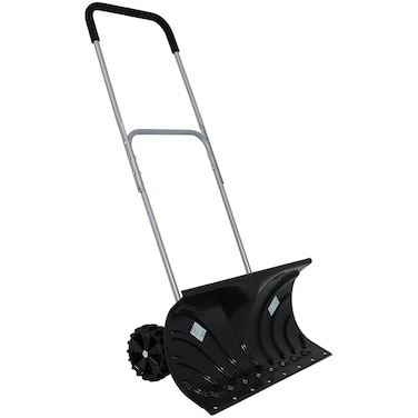 CASL Brands 26 Inch Heavy Duty Snow Shovel for Driveway - Snow Pusher Shovel with Wheels and Adjustable Aluminum Handle