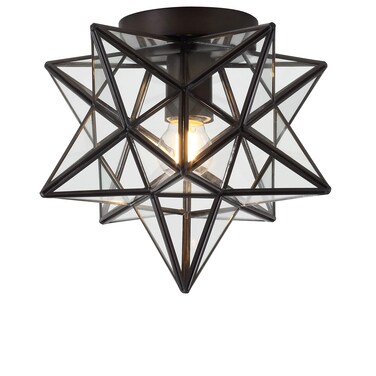 JONATHAN Y JYL9035A Stella 12" Moravian Star Metal/Glass LED Flush Mount Contemporary Dimmable, for Kitchen,Hallway,Bathroom,Stairwell, Oil Rubbed Bronze