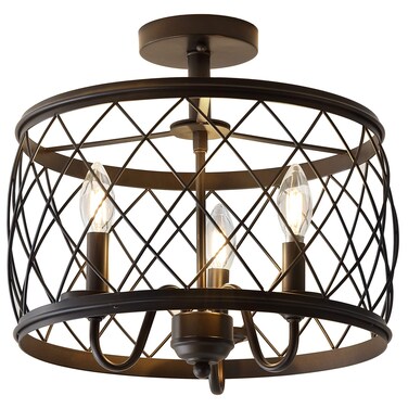 JONATHAN Y JYL9037B Eleanor 15" 3 Metal LED Semi Flush Mount Ceiling Traditional Dimmable, 2700K Cozy Warm Light, for Kitchen,Hallway,Bathroom,Stairwell, Oil Rubbed Bronze, Oil-Rubbed Bronze