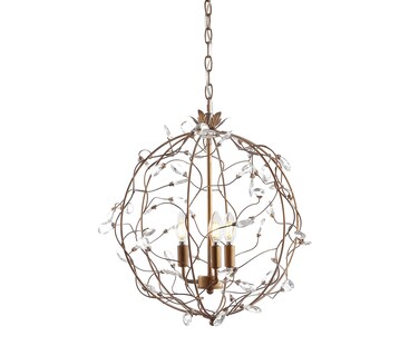 JONATHAN Y JYL9042A Isabelle 20" Adjustable Metal/Glass LED Pendant, Antique Gold Transitional;Traditional;Glam;French Country;Cottage, Dimmable, for Kitchen, Living Room,