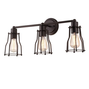 JONATHAN Y JYL7421A Florence 24" 3-Light Metal Industrial Vanity Light Contemporary Reversible 2200K Edison 25W Bulbs Included for Bathroom Hallway Living Room Bedroom Mirror, Oil Rubbed Bronze