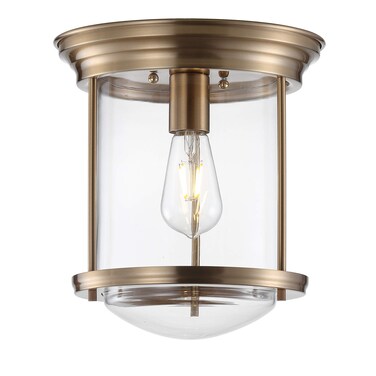 JONATHAN Y JYL7440A Savannah 10.25" Metal/Glass LED Flush Mount, Traditional,Transitional, Dimmable, 2700K Cozy Warm Light Kitchen,Hallway,Bathroom,Stairwell, Brass Gold