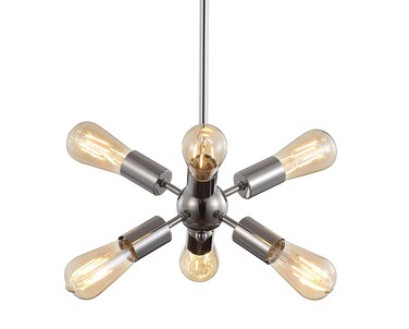 JONATHAN Y JYL9524A Jobs 17.5" Sputnik Metal LED Chandelier, Contemporary, Modern, Midcentury, Space Age, Living Room, Family Room, Dining Room, Kitchen, Hallway, Foyer, Nickel