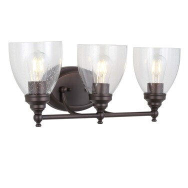 JONATHAN Y JYL7470A Marais 22.5" 3-Light Metal/Glass LED Wall Sconce Traditional 2700K LED 4W Bulbs Reversible Entryway Lobby Kitchen Bathroom Bedroom Living Room Hallway, Oil Rubbed Bronze