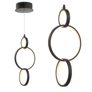 JONATHAN Y JYL7210A Loop 7.75" Adjustable Integrated LED Metal Ring Pendant Contemporary Dimmable Dining Room Living Room Kitchen Commercial Office, Black
