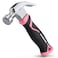 WORKPRO 8 oz Claw Hammer with Fiberglass Handle, All Purpose Hammer with Forged Hardened Steel Head, Smooth Face &amp; Shock Reduction Grip - Pink Ribbon