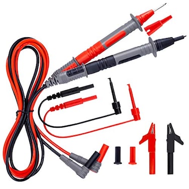 KAIWEETS Soft Silicone Electrician Test Leads Kit CAT III 1000V &amp; CAT IV 600V with Alligator Clips and Needle Probe for Fluke/AstroAI/INNOVA Multimeter Electronic Clamp Meter 9PCS