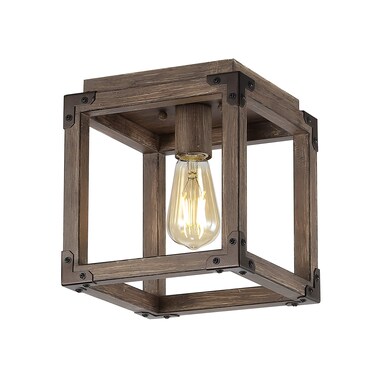 JONATHAN Y JYL7473A Magnolia 8" Iron Rustic Farmhouse LED Flush Mount, Brown Industrial,Vintage,Cottage, Transitional, Dimmable, 2700K Cozy Warm Light Kitchen,Hallway,Bathroom,Stairwell, Brown
