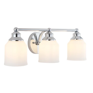 JONATHAN Y JYL7551A Lydia 24" 3-Light Farmhouse Cottage LED Vanity LED Light Classic Rustic Traditional Transitional 2700K 4W Bulbs Bathroom Hallway Living Room Bedroom Mirror Cabinet, Chrome