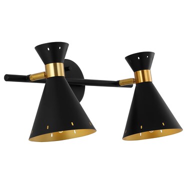 JONATHAN Y JYL9904A Elroy 18.25" 2-Light Iron Retro Contemporary LED Track Light, Black/Gold for Kitchen, Dining Room, Bedroom, Office,Black/Brass Gold