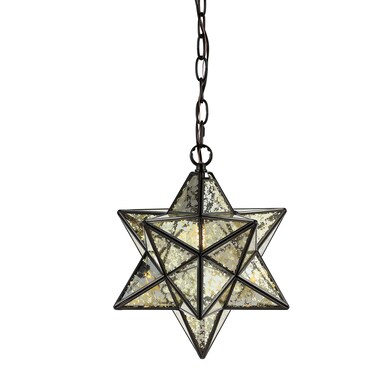 JONATHAN Y JYL9072A Stella 12" Moravian Star Metal/Mercury Glass LED Pendant Glam Dimmable for Kitchen Hallway Bathroom Stairwell, Oil Rubbed Bronze