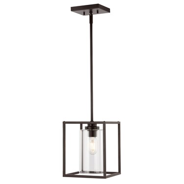 JONATHAN Y JYL7583A Quinn 8.13" 1-Light Industrial Farmhouse Iron/Glass LED Pendant Coastal Contemporary Adjustable Dining Room Living Room Kitchen Island Foyer Bedroom Hallway, Oil Rubbed Bronze