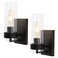 JONATHAN Y JYL9909B-SET2 Harper 4.5" 1-Light Modern Farmhouse Iron/Glass LED Sconce Contemporary Midcentury Entryway Lobby Kitchen Bathroom Bedroom Living Room, Oil Rubbed Bronze/Clear (Set of 2)
