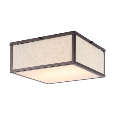 JONATHAN Y JYL1311A Grant 14.13" 2-Light Square Linen Iron LED Flush Mount, Farmhouse, Industrial, Coastal, Contemporary, Modern, Minimalist for Bedroom, Living Room, Office, Oil Rubbed Bronze