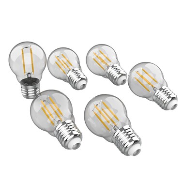 JONATHAN Y BLB-G45A-SET6 Classic Non-Dimmable LED Edison Glass Bulbs, 4W, Equivalent 40W, E26 Base, 80+ CRI, G45 Warm White 2700K, 420 Lumens for Bedroom, Living Room, Office, Clear, Pack of 6