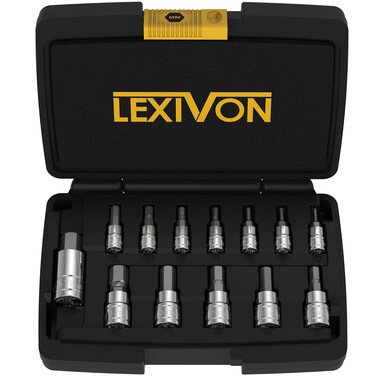 LEXIVON HEX Bit Socket Set, Premium S2 Alloy Steel   13-Piece Metric 2mm - 14mm Set   Enhanced Storage Case (LX-141)