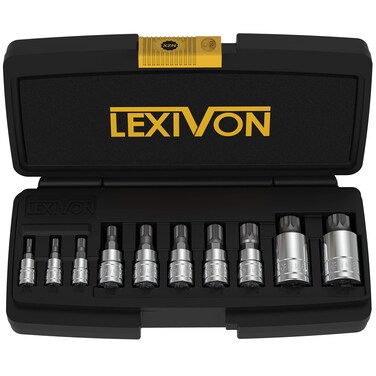 LEXIVON XZN Triple Square Spline Bit Socket Set, Premium S2 Alloy Steel   10-Piece European Style M4 - M18 Set   Enhanced Storage Case (LX-145)