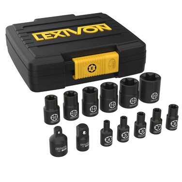 LEXIVON E-TORX Socket Set, Chrome Vanadium Alloy Steel   13-Piece Female Star Socket E4 - E20 Set   Enhanced Storage Case (LX-147)