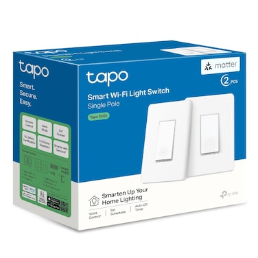 TP-Link Tapo Matter Smart Light Switch: Voice Control w/Siri, Alexa &amp; Google Home   UL Certified   Timer &amp; Schedule   Easy Guided Install   Neutral Wire Required   Single Pole   Tapo S505(2-Pack)