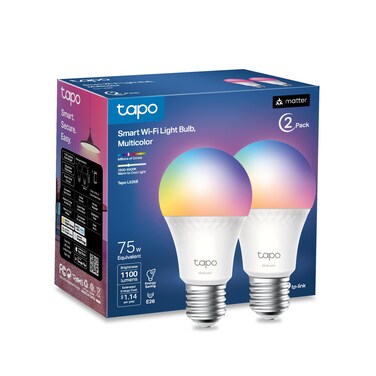 Tapo TP-Link Smart Light Bulbs, 1100 Lumens High Brightness (75W Equivalent), Matter-Certified, 16M Colors WiFi Light Bulb, Dimmable, Works w/Siri, Alexa &amp; Google Home, A19 E26, L535E(2-Pack)