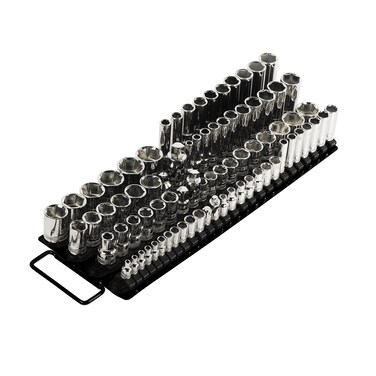 ARES 60038 - Black 80-Piece Socket Organizer - 1/4-Inch, 3/8-Inch, and 1/2-Inch Drive Socket Rails Hold 80 Sockets and Keep Your Tool Box Organized