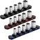 ARES 60084-3-Piece 1/4-Inch Drive 6-Inch Aluminum Socket Rail Set with Locking End Caps - Includes Red, Blue, and Black Rails - Each Aluminum Rail Stores up to 5 Sockets
