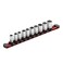 ARES 60103-3-Piece 3/8-Inch Drive 9.84-Inch Aluminum Socket Rail Set with Locking End Caps - Includes Red, Blue, and Black Rails - Each Aluminum Rail Stores up to 10 Sockets