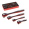 ARES 42050-4-Piece Dual Tone 72-Tooth Ratchet Set - Made of Chrome Vanadium Steel - Sleek Black and Red Finish - Quick Release for Easy Socket Change - 72-Tooth Reversible Design