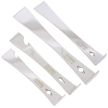 ARES 46020-4-Piece Stainless Steel Prybar Scraper Set - Ultra Sharp Scrapers Remove Residue from Steel, Aluminum, and More - Prybar Ends Offer Extra Leverage - Built-In Nail Puller and Bottle Opener