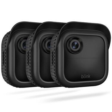 CaseBot Silicone Case for Blink Outdoor 4 (4th Gen) Camera - [3-Pack] Weatherproof Skin Cover with Hat Brim for All-New Blink 4 Smart Security Camera, Black