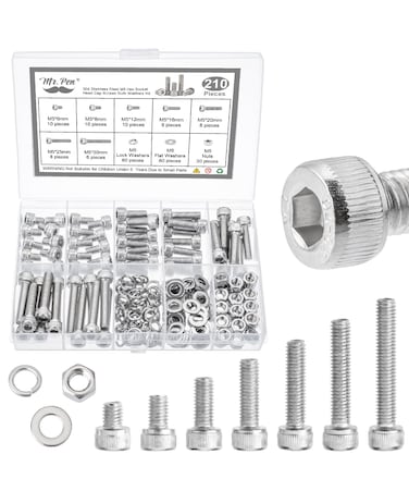 Mr. Pen- Nuts and Bolts Assortment Kit, 210 pcs, Stainless Steel, M5 Screws (7 Sizes 6-30mm) Hex Socket Head Cap Assorted Nuts and Bolts, Nut Bolt and Washer Assortment, Bolt and Nut Assortment