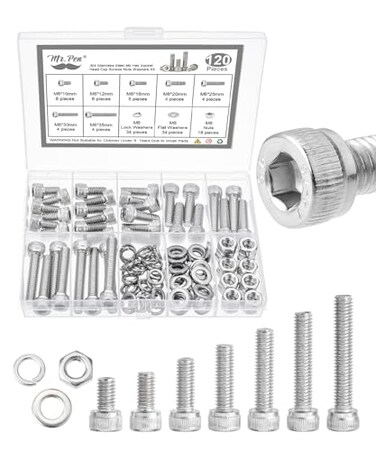Mr. Pen- Nuts and Bolts Assortment Kit, 120 pcs, Stainless Steel, M6 Screws (7 Sizes 10-35mm)Hex Socket Head Cap Screws Assorted Nuts and Bolts, Nut Bolt and Washer Assortment, Bolt and Nut Assortment