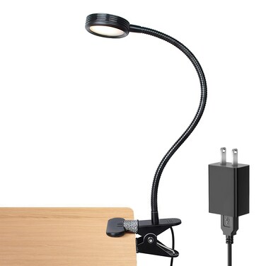 LEPOWER Clip on Light/Reading Light/Book Light Color Changeable/Night Light Clip on for Desk, Bed Headboard and Computers, Adapter Included (Black)