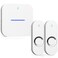 AIDA Lighted Wireless Doorbell for Home, Waterproof Battery Doorbell Wireless 1,000ft Range, 5 Volume Levels with 58 Doorbell Chimes &amp; LED Flash (White, Doorbell with 2 Buttons &amp; 1 Receiver)
