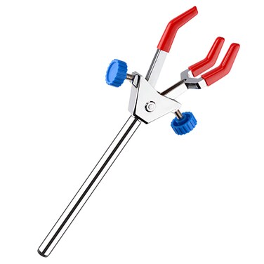 stonylab 3 Prong Dual Adjustable Clamp, Sturdy 3 Prong Multipurpose Swivel Clamp Finger Style Lab Extension Clamp Lab Accessory