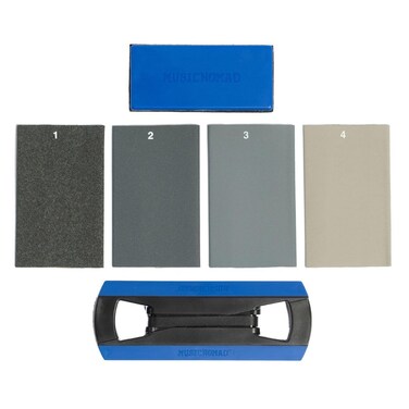 MusicNomad Tracers Fret Erasers 6 pc. Finishing Kit for Sanding, Buffing and Polishing after Fret Crowning, Dressing or Beveling (MN860)
