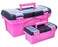 Pink Power Pink Tool Box for Women - Sewing, Art &amp; Craft Organizer Box Small &amp; Large Plastic Tool Box with Handle - Pink Toolbox Sewing Box Tool Storage Box - Portable Mini Locking Tool Boxes (2 Pack)