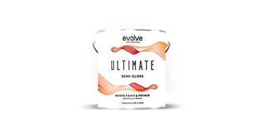 EVOLVE Ultimate Paint &amp; Primer in White for Interior &amp; Exterior House Paint, Semi-Gloss Sheen, 1-Gallon