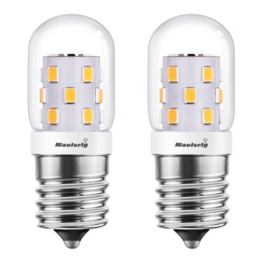 Maelsrlg LED Microwave Light Bulbs Under Hood 40W Equivalent, E17 LED Bulb Dimmable for Range Hood, 3W 380 Lumens, LED Appliance Light Bulb Over Stove, Warm White 3000K, 2 Pack