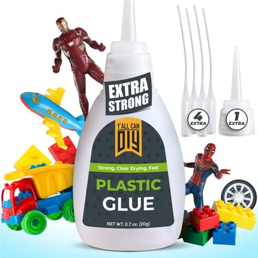 Y'allCanDiy Super Glue for Plastic 20g (.7 oz) - Heavy Duty Glue for Legos &amp; Miniatures. Adhesive for PLA, 3D Printing, Toys, Car, ABS, PVC, DIY Kits.
