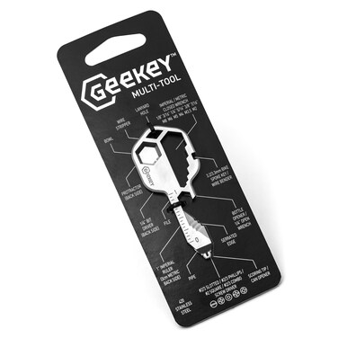 Geekey Multi-tool   Original Key Shaped Pocket Tool   Stainless Steel Keychain Utility Gadget   16+ Tools   TSA Safe Multitool   Gift for Christmas, Men, Women, Valentine's, Birthday, Father