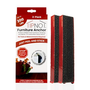 TipNot Adhesive Furniture Anchor, No-Drill, Aesthetic &amp; Invisible Once Installed, Anti-Tip Furniture Safety Anchor to Childproof and Babyproof Your Home, Holds Up to 300 Pounds, 2-Pack