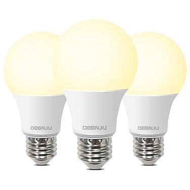 DEGNJU A19 LED Light Bulbs, 60 Watt Equivalent LED Bulbs, Soft White 2700K, 800 Lumens, E26 Standard Base, Non-Dimmable, 8.5W Warm White LED Bulbs for Bedroom Living Room, 3 Pack