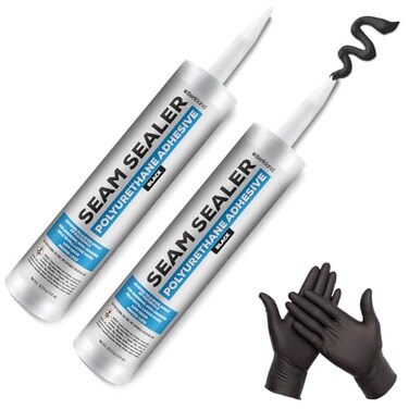 [2-Pack] Black Polyurethane Seam Sealer Automotive Compound Kit - Durable &amp; Flexible Auto Body Filler - Seam &amp; Joint Compound for Bare, Primed or Painted Surfaces - Automotive Seam Sealer [Black]