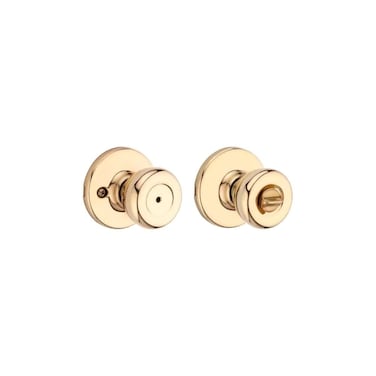 Kwikset Tylo Interior Privacy Door Knob with Lock, Door Handle For Bathroom and Bedroom, Polished Brass Keyless Turn Lock Doorknob, 1 Count (Pack of 1)