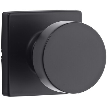 Kwikset Pismo Interior Passage Door Knob, Handle For Closet and Hallway Doors, Non-Locking Doorknob in Matte Black, with Microban Protection, Square Rose
