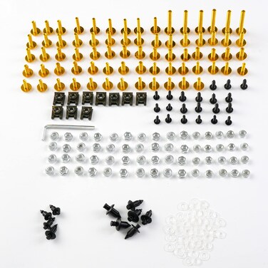 Motorcycle Fastener Clips Bolt Kit Fairing Stainless Steel Screws Fit For Yamaha YZF1000 R1 2002 2003 2004 2005 2006 r1 02-06 CNC Aluminium Hardware Well Nuts Washers Bolts Screw Kits (Gold)