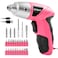 Hi-Spec Electric Screwdriver 27pc 3.6V Pink USB Small Power Screwdriver Set. Cordless Screwdriver &amp; Rechargeable Screwdriver with Driver Bit Set