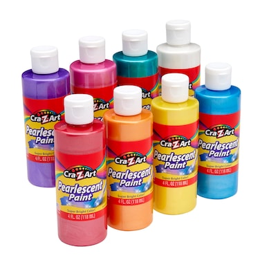 Cra-Z-Art Washable Pearlescent Paint Bulk Pack 8ct, Assorted Colors 4oz each bottle